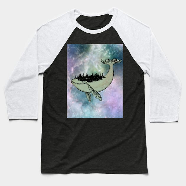 Whale in the universe Baseball T-Shirt by Nicky2342